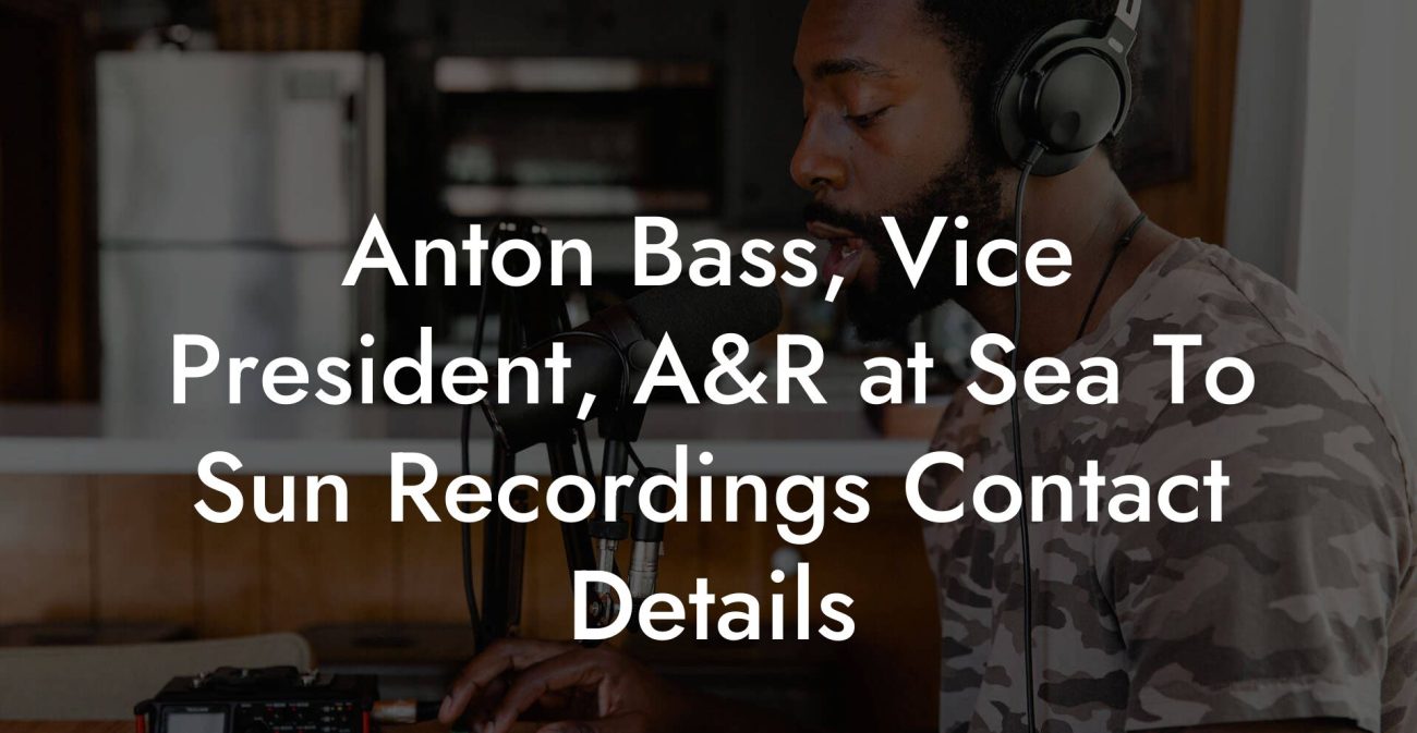 Anton Bass, Vice President, A&R at Sea To Sun Recordings Contact Details