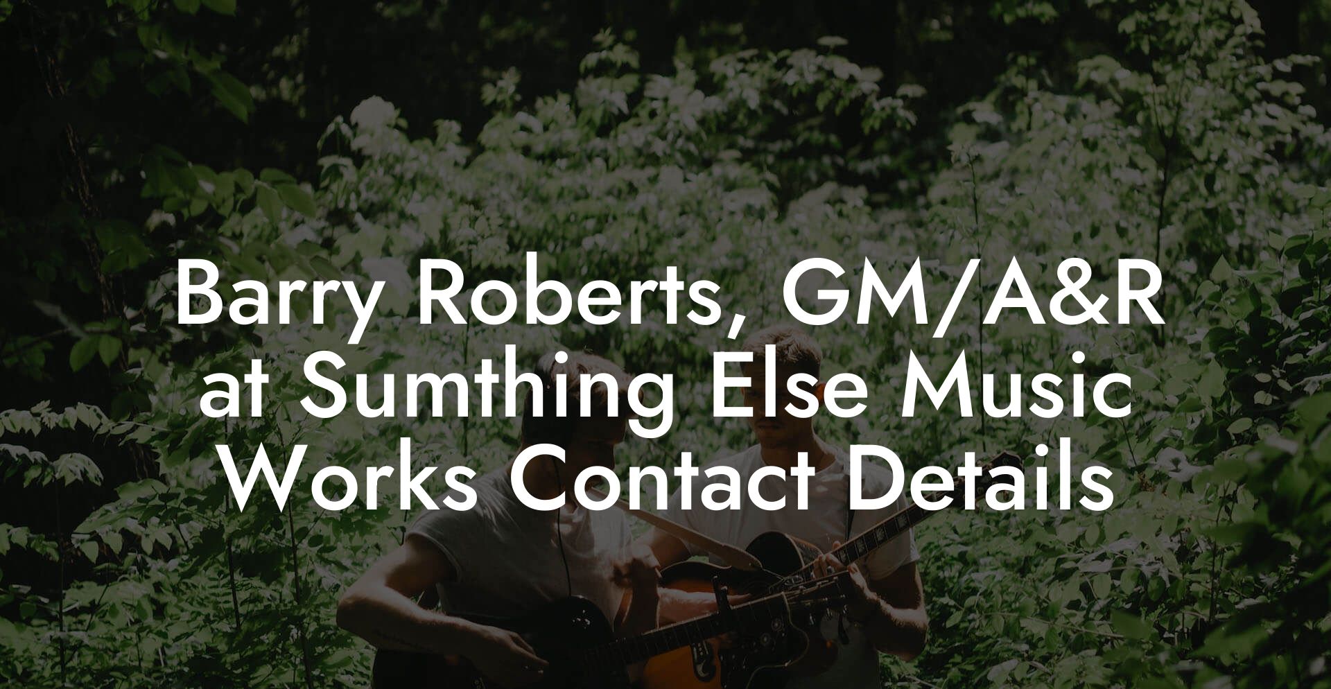 Barry Roberts, GM/A&R at Sumthing Else Music Works Contact Details