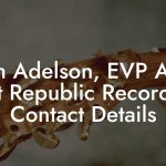 Ben Adelson, EVP A&R at Republic Records Contact Details