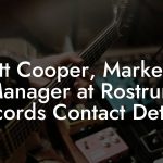 Brett Cooper, Marketing Manager at Rostrum Records Contact Details