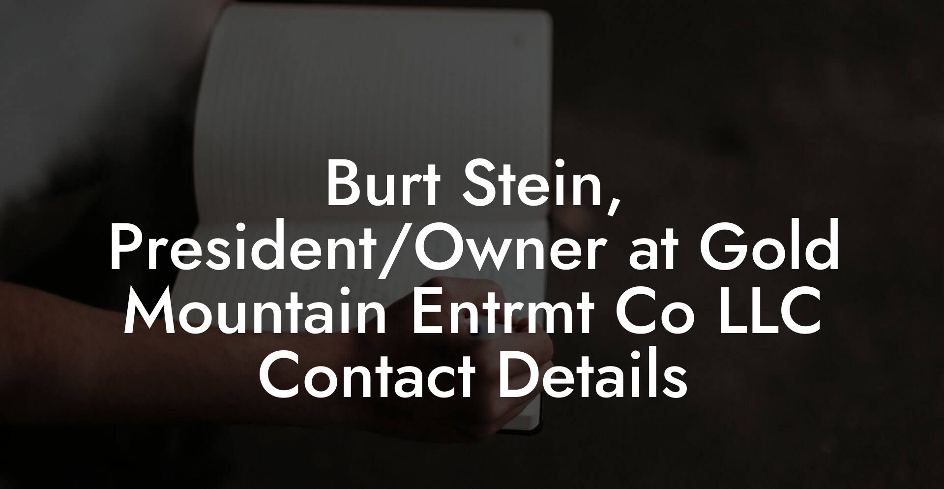 Burt Stein, President/Owner at Gold Mountain Entrmt Co LLC Contact Details