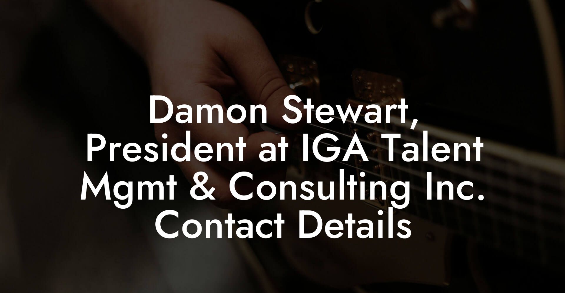 Damon Stewart, President at IGA Talent Mgmt & Consulting Inc. Contact Details