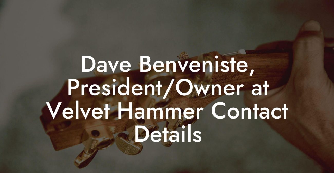 Dave Benveniste, President/Owner at Velvet Hammer Contact Details