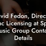 David Fedon, Director Sync Licensing at Spirit Music Group Contact Details