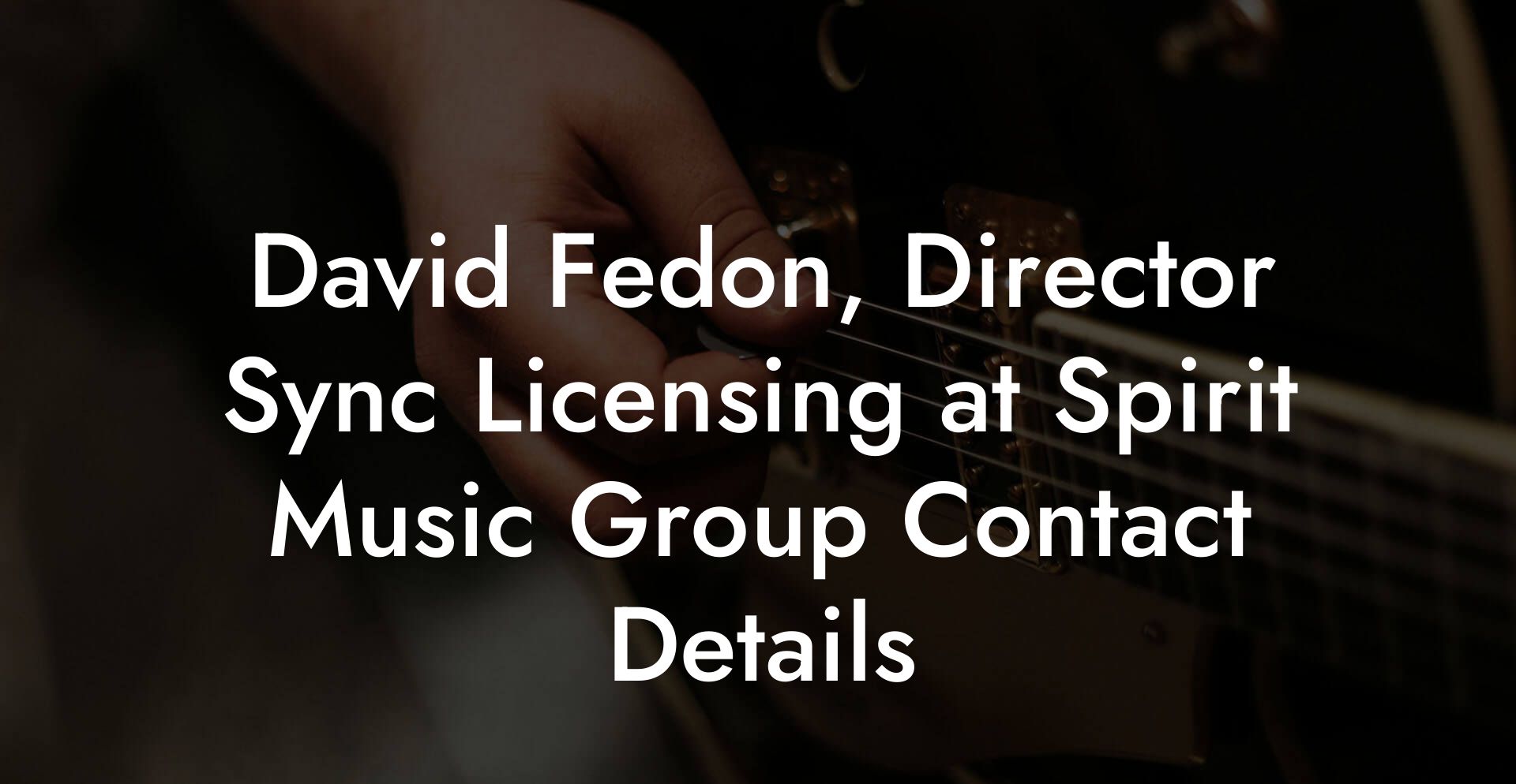 David Fedon, Director Sync Licensing at Spirit Music Group Contact Details