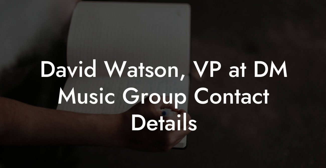 David Watson, VP at DM Music Group Contact Details