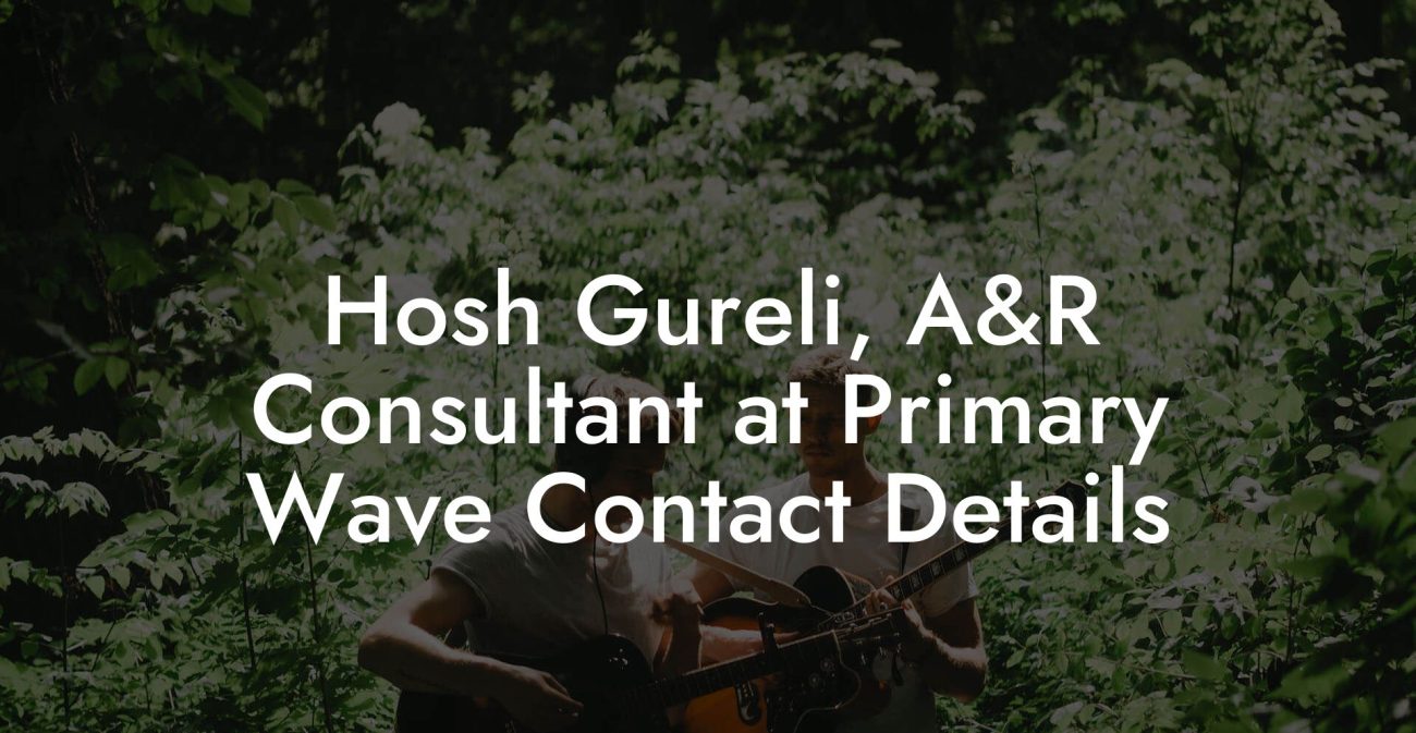 Hosh Gureli, A&R Consultant at Primary Wave Contact Details