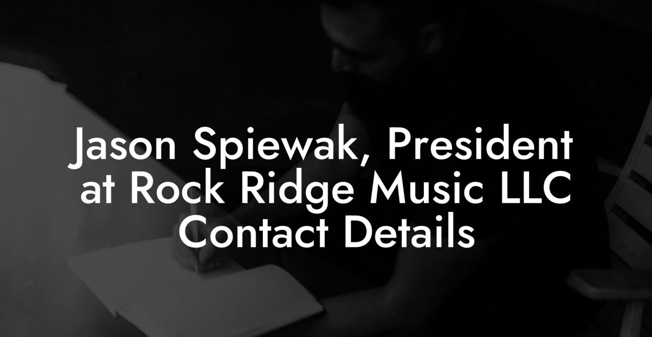 Jason Spiewak, President at Rock Ridge Music LLC Contact Details