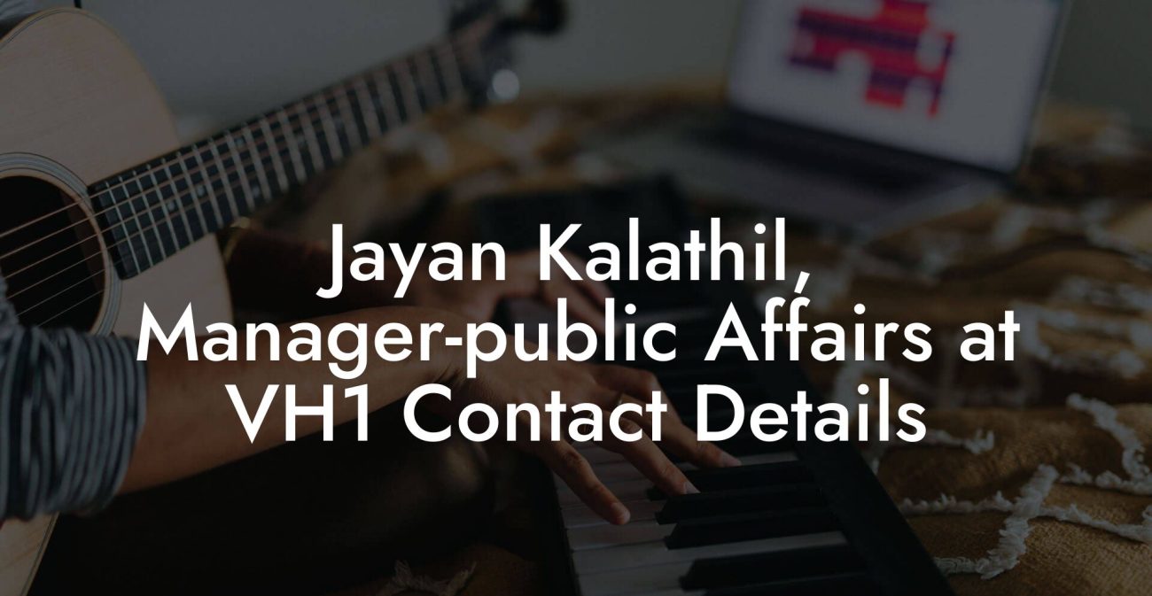 Jayan Kalathil, Manager-public Affairs at VH1 Contact Details