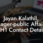 Jayan Kalathil, Manager-public Affairs at VH1 Contact Details