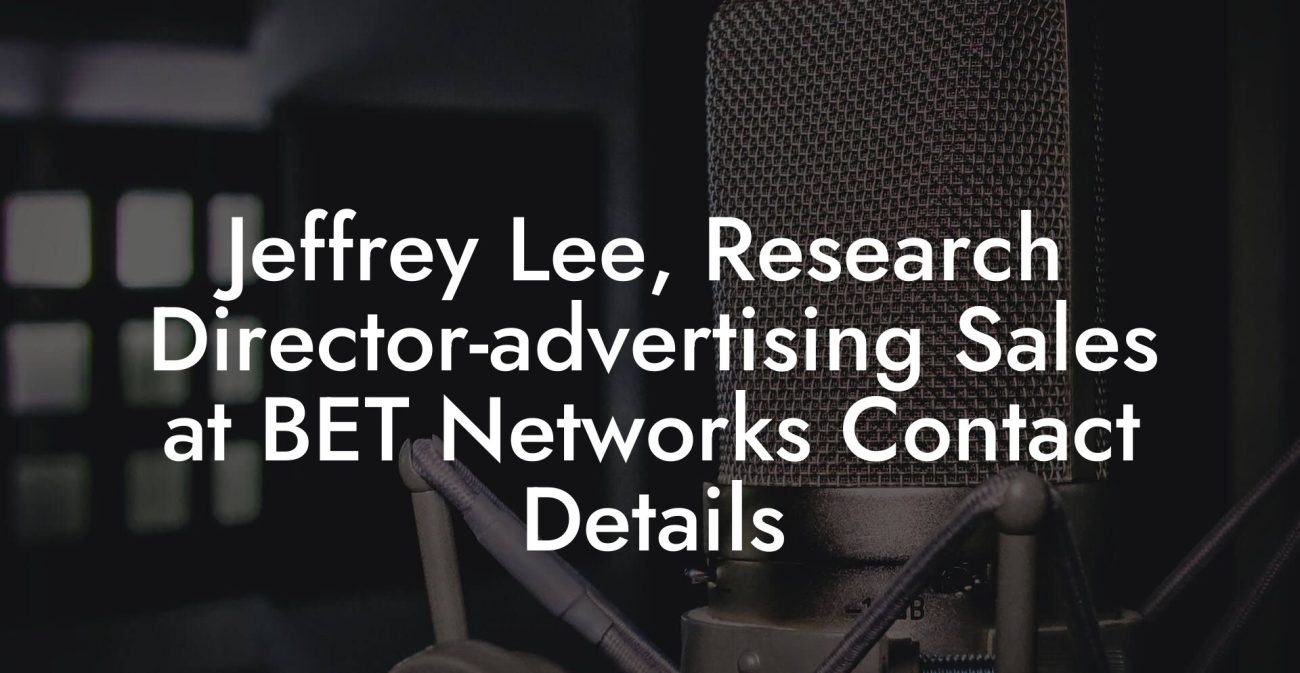 Jeffrey Lee, Research Director-advertising Sales at BET Networks Contact Details