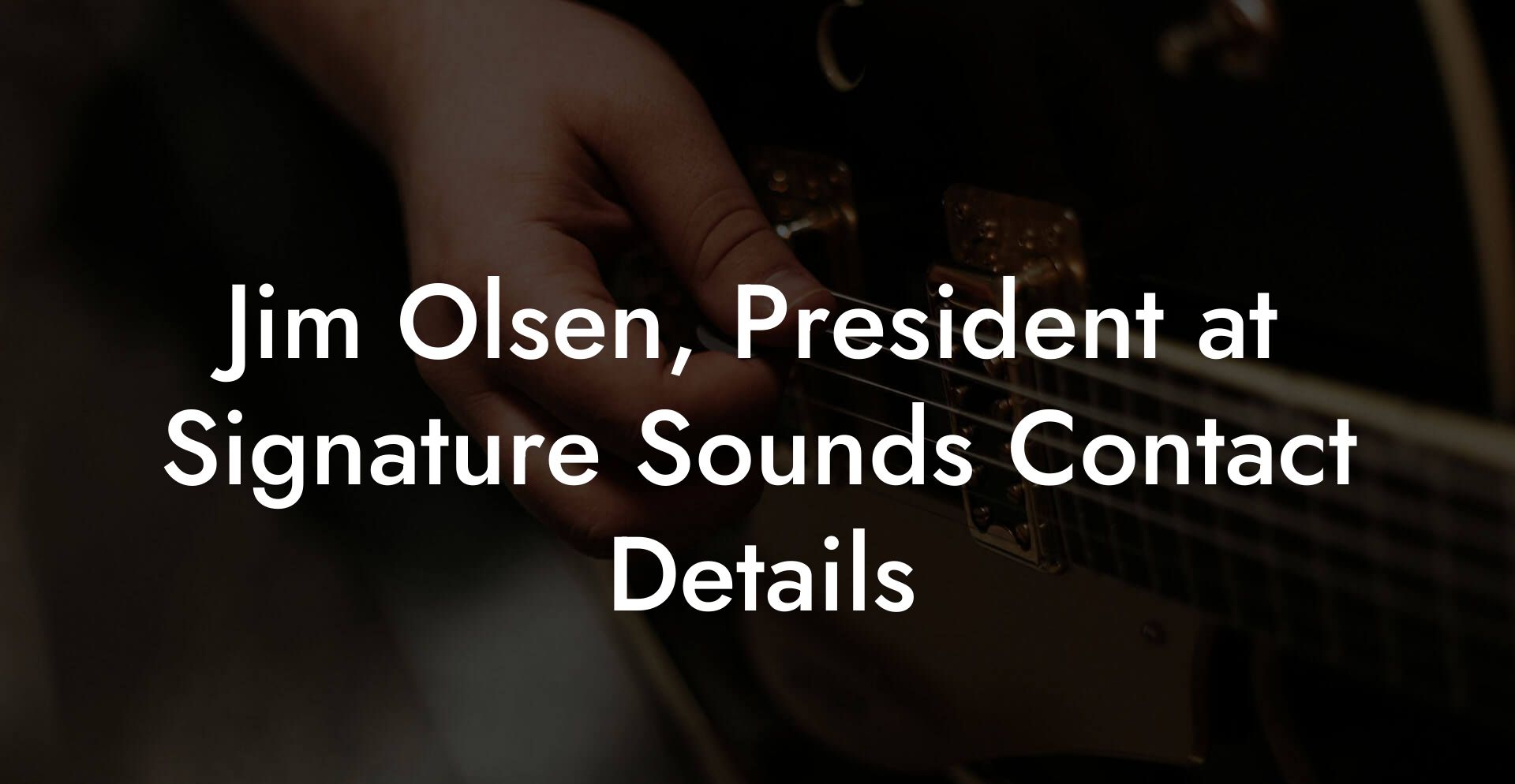 Jim Olsen, President at Signature Sounds Contact Details