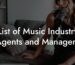 List of Music Industry Agents and Managers