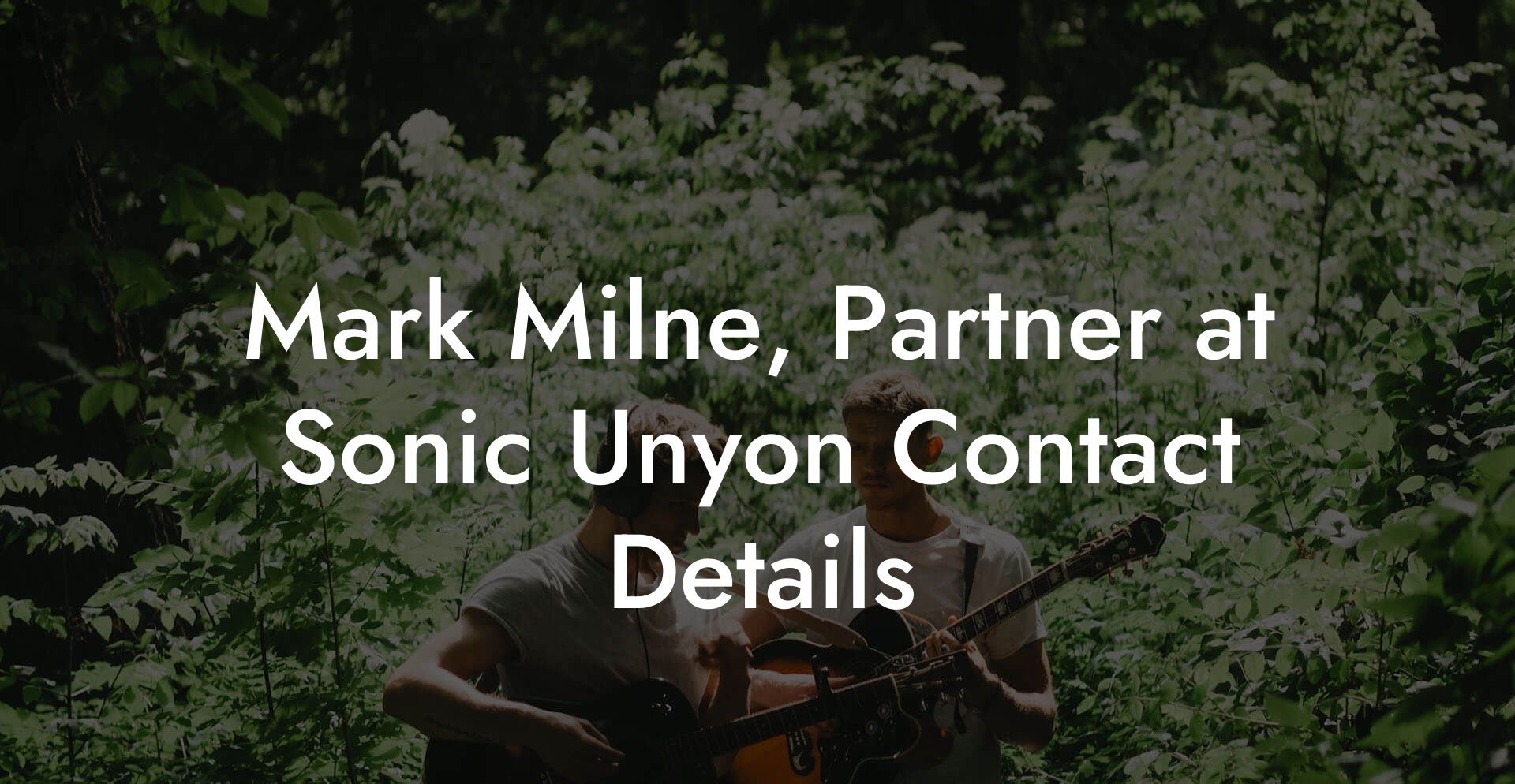 Mark Milne, Partner at Sonic Unyon Contact Details