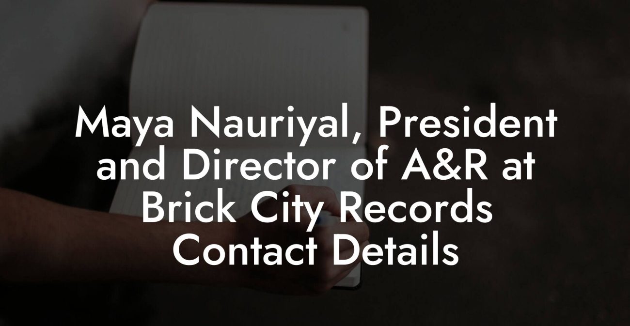 Maya Nauriyal, President and Director of A&R at Brick City Records Contact Details