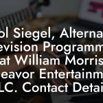 Neol Siegel, Alternative Television Programming at William Morris Endeavor Entertainment, LLC. Contact Details