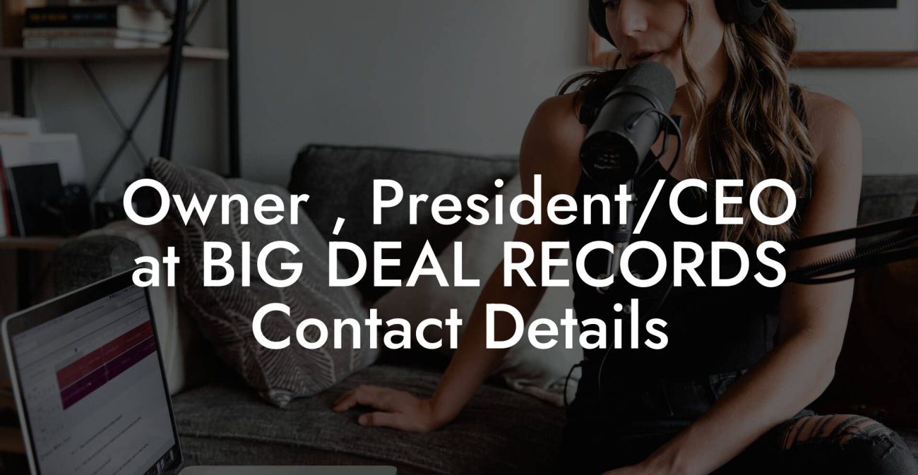 Owner , President/CEO at BIG DEAL RECORDS Contact Details