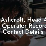 Pia Ashcroft, Head A&R at Operator Records Contact Details