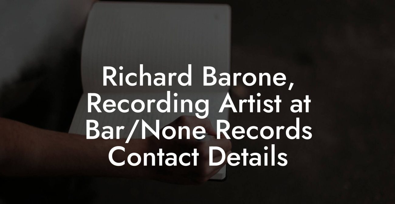 Richard Barone, Recording Artist at Bar/None Records Contact Details