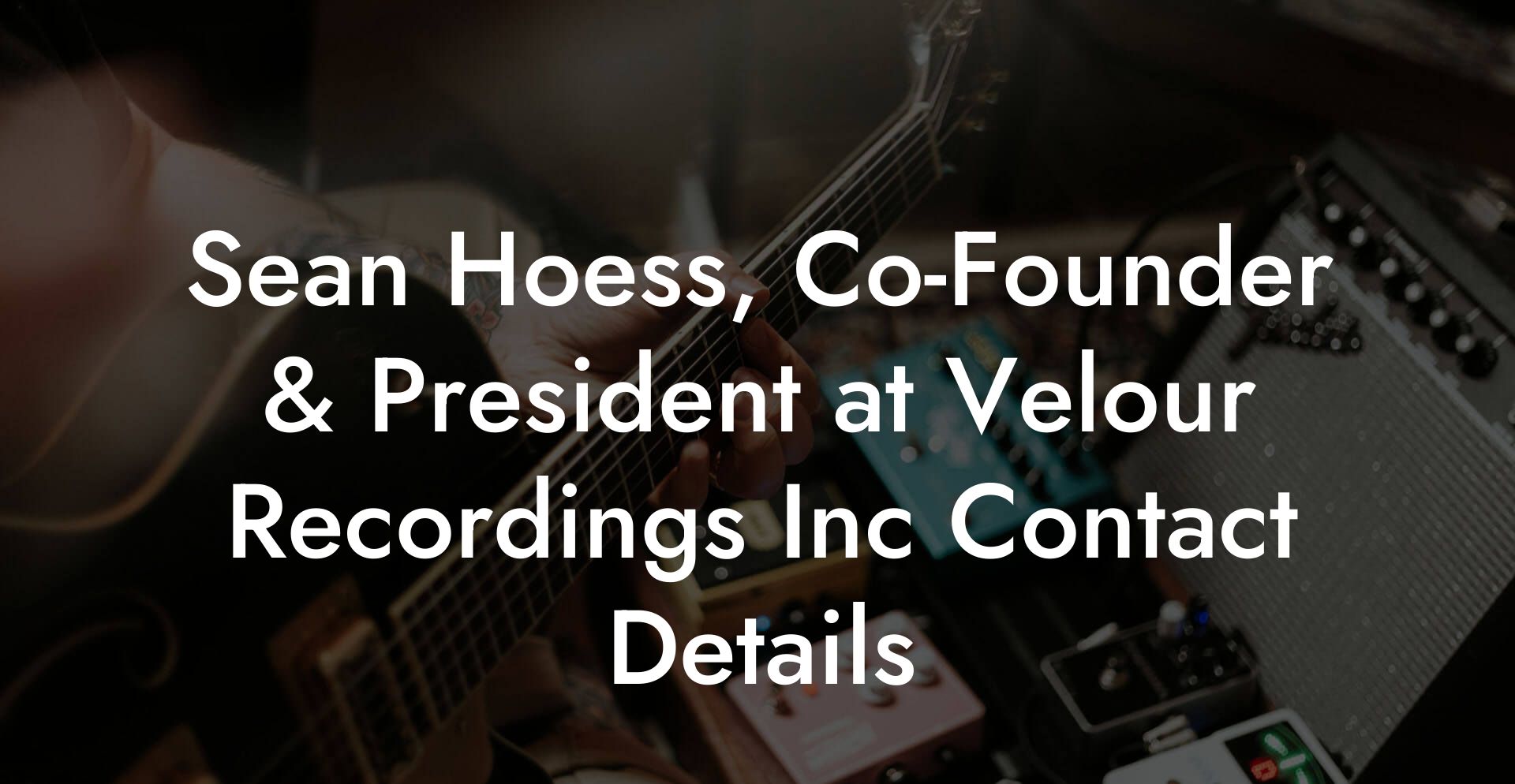 Sean Hoess, Co-Founder & President at Velour Recordings Inc Contact Details